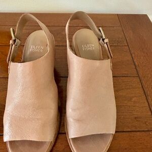 Eileen Fisher Tan Leather Bootie Sandals - Size 6.5